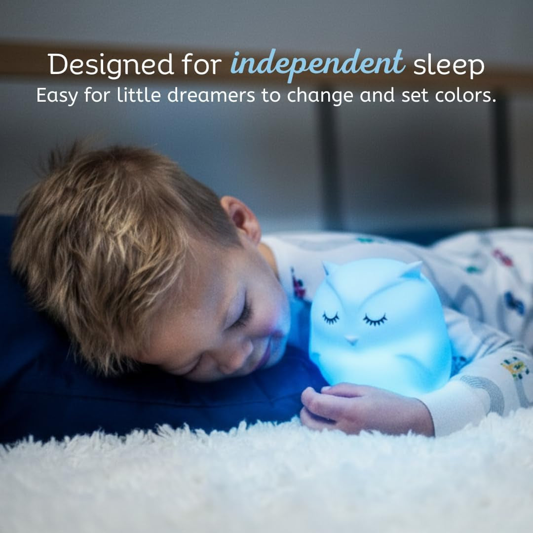 Remote Control Silicone Night Light for Kids - Owl Design with 9 Soft Colors & Sleep Timer - Rechargeable, Battery-Operated Lamp for Bedroom | Baby Nursery, Toddler, Girls, Boys