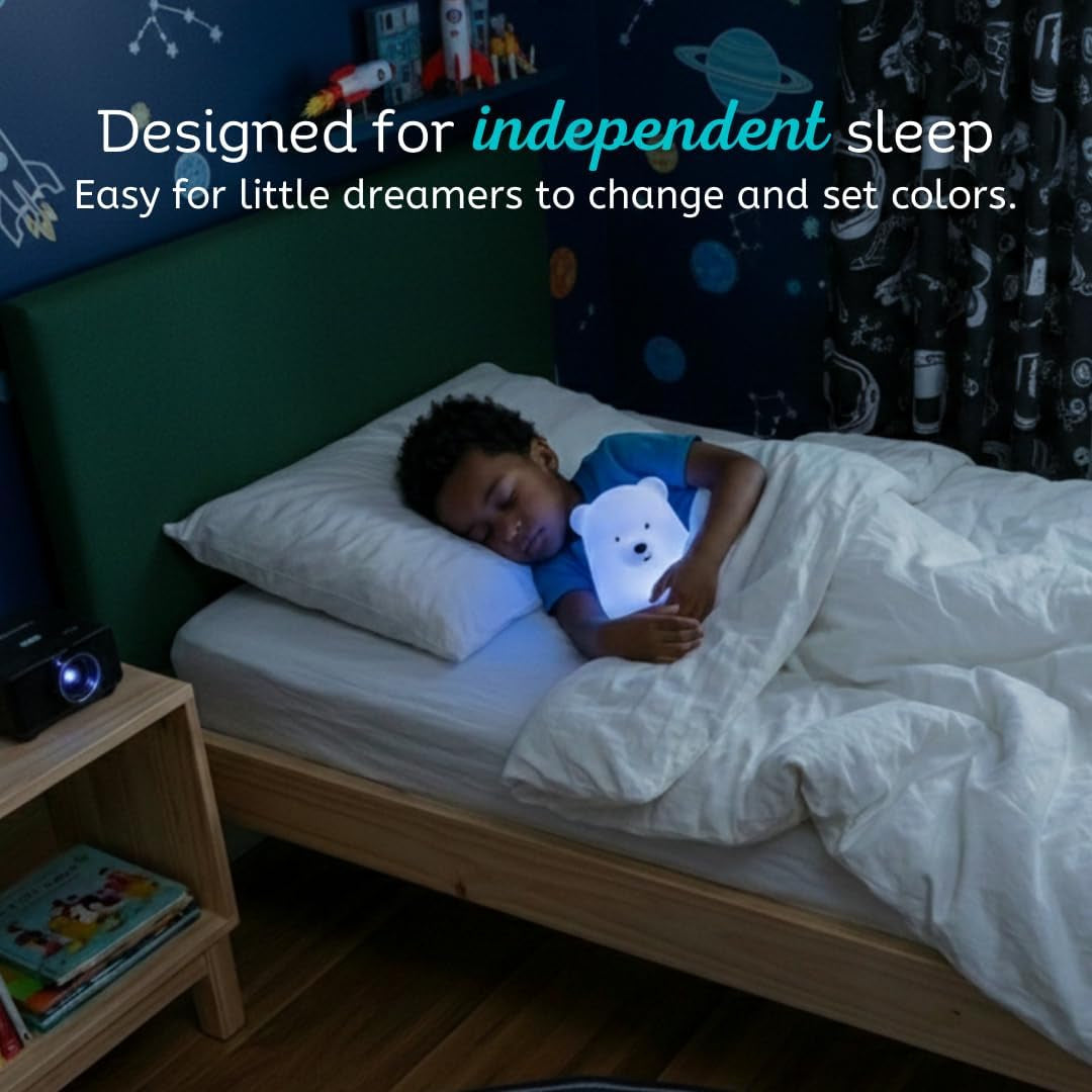 Benny the Bear Squishy Silicone Night Light for Kids | Cute Night Light with Remote & Touch Control for Girls & Boys | 9 Color Changing Soft Portable Animal Lamp Comes with USB Cord