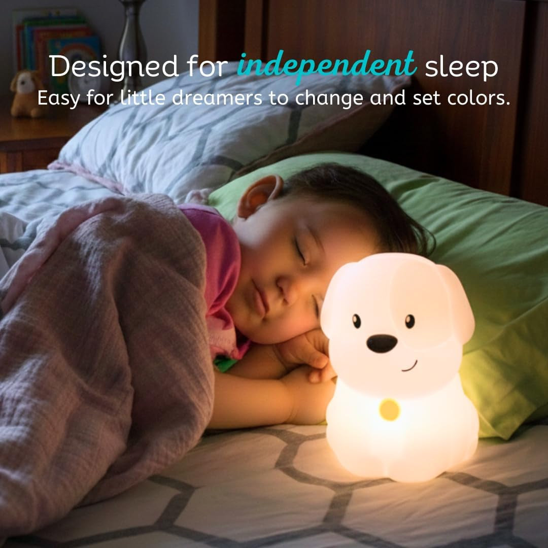 Pepper the Puppy Dog Squishy Silicone Night Light for Kids | Cute Night Light with Remote & Touch Control for Baby & Toddler Bedrooms | Color Changing Animal Lamp | Soft Portable Nightlight